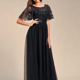 Kısa Kollu Abiye Elbise