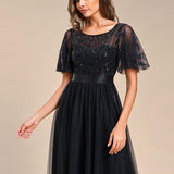 Kısa Kollu Abiye Elbise