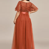 Kısa Kollu Abiye Elbise