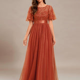 Kısa Kollu Abiye Elbise