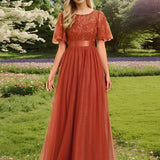 Kısa Kollu Abiye Elbise