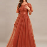 Kısa Kollu Abiye Elbise