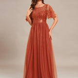 Kısa Kollu Abiye Elbise