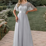 Kısa Kollu Abiye Elbise