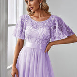 Kısa Kollu Abiye Elbise