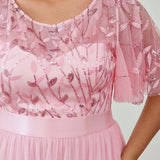 Kısa Kollu Abiye Elbise