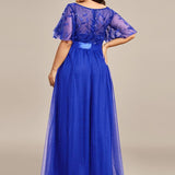 Kısa Kollu Abiye Elbise