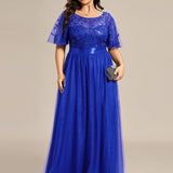 Kısa Kollu Abiye Elbise