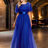 Kısa Kollu Abiye Elbise