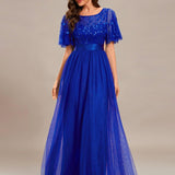 Kısa Kollu Abiye Elbise