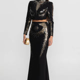 Gümüş ve Altın Payet Detaylı İşlemeli Takım – Siyah