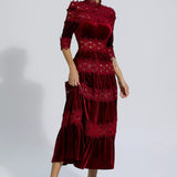 Dekolte Detaylı Maxi Elbise