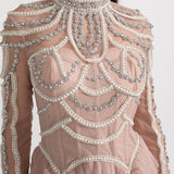 Uzun Kollu Fırfırlı Midi Elbise