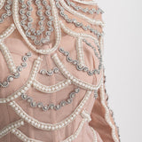 Uzun Kollu Fırfırlı Midi Elbise