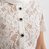 Eşleşen Bel Kemerli Zarif Kısa Kollu Dantel Elbise