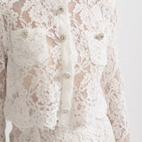 Işıltılı Yaka Süslemeli ve Midi Etekli Dantel Takımı