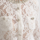 Işıltılı Yaka Süslemeli ve Midi Etekli Dantel Takımı