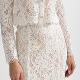 Işıltılı Yaka Süslemeli ve Midi Etekli Dantel Takımı