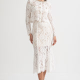 Işıltılı Yaka Süslemeli ve Midi Etekli Dantel Takımı