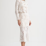 Işıltılı Yaka Süslemeli ve Midi Etekli Dantel Takımı