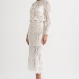 Işıltılı Yaka Süslemeli ve Midi Etekli Dantel Takımı