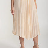 Önden Cepli ve Şeffaf Pileli Etekli Dokulu Co-Ord - Ivoire