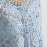 Işıltılı Yaka Süslemeli ve Midi Etekli Dantel Takımı