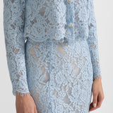 Işıltılı Yaka Süslemeli ve Midi Etekli Dantel Takımı