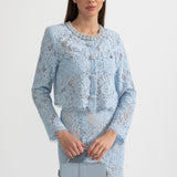 Işıltılı Yaka Süslemeli ve Midi Etekli Dantel Takımı