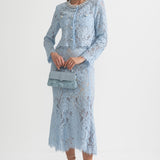 Işıltılı Yaka Süslemeli ve Midi Etekli Dantel Takımı