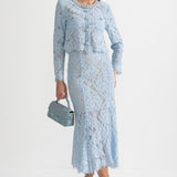 Işıltılı Yaka Süslemeli ve Midi Etekli Dantel Takımı