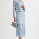 Işıltılı Yaka Süslemeli ve Midi Etekli Dantel Takımı