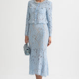 Işıltılı Yaka Süslemeli ve Midi Etekli Dantel Takımı