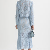 Işıltılı Yaka Süslemeli ve Midi Etekli Dantel Takımı