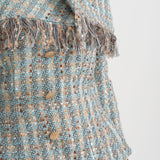 Mavi Kareli Tweed Takım