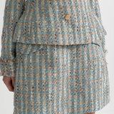 Mavi Kareli Tweed Takım