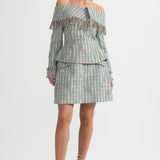 Mavi Kareli Tweed Takım