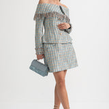 Mavi Kareli Tweed Takım