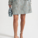 Mavi Kareli Tweed Takım