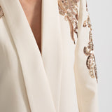 Karmaşık Omuz İşlemeli Drapeli Blazer