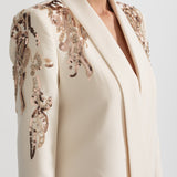 Karmaşık Omuz İşlemeli Drapeli Blazer