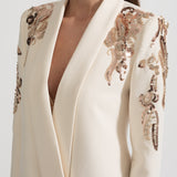 Karmaşık Omuz İşlemeli Drapeli Blazer