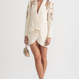 Karmaşık Omuz İşlemeli Drapeli Blazer