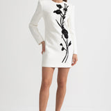 Beyaz Uzun Kollu Mini Elbise