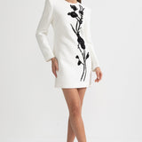 Beyaz Uzun Kollu Mini Elbise