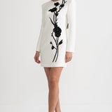 Beyaz Uzun Kollu Mini Elbise