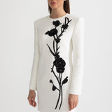 Beyaz Uzun Kollu Mini Elbise