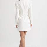 Beyaz Uzun Kollu Mini Elbise