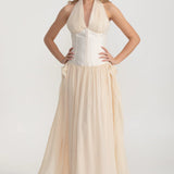 Dökümlü Maksi Etekli Zarif Elbise