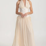 Dökümlü Maksi Etekli Zarif Elbise